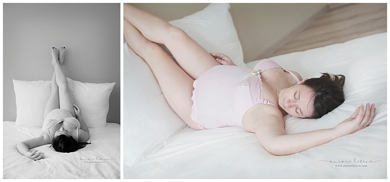 portraits de femme enceinte en lingerie par photographe grossesse