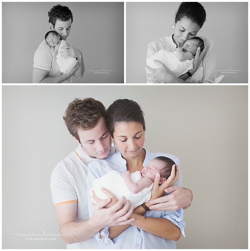 photo d'un nouveau-né avec ses parents en lumière naturelle par photographe bébé - Photographier les nouveau-nés en lumière naturelle