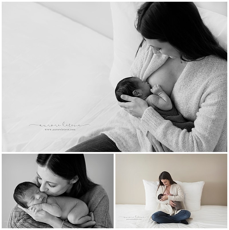 portrait d'une maman qui allaite son bébé par photographe lyon