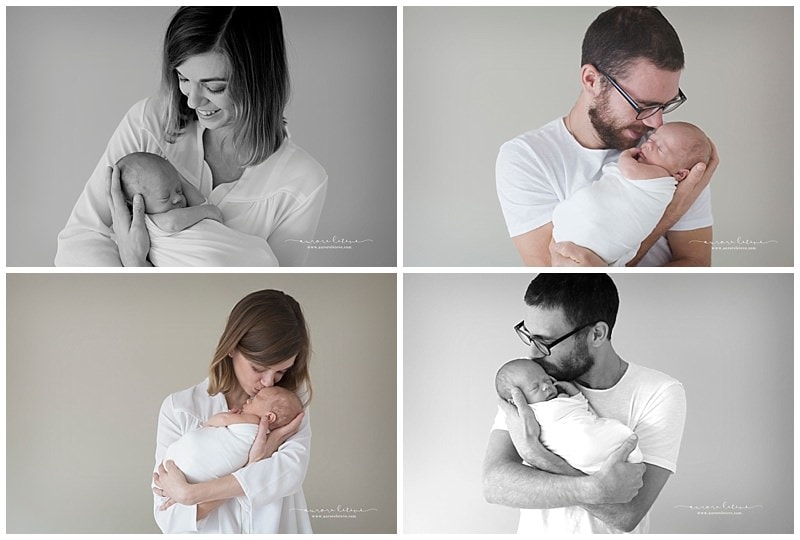 Séance photo bébé jumeaux dans les bras de papa et maman par photographe bébé