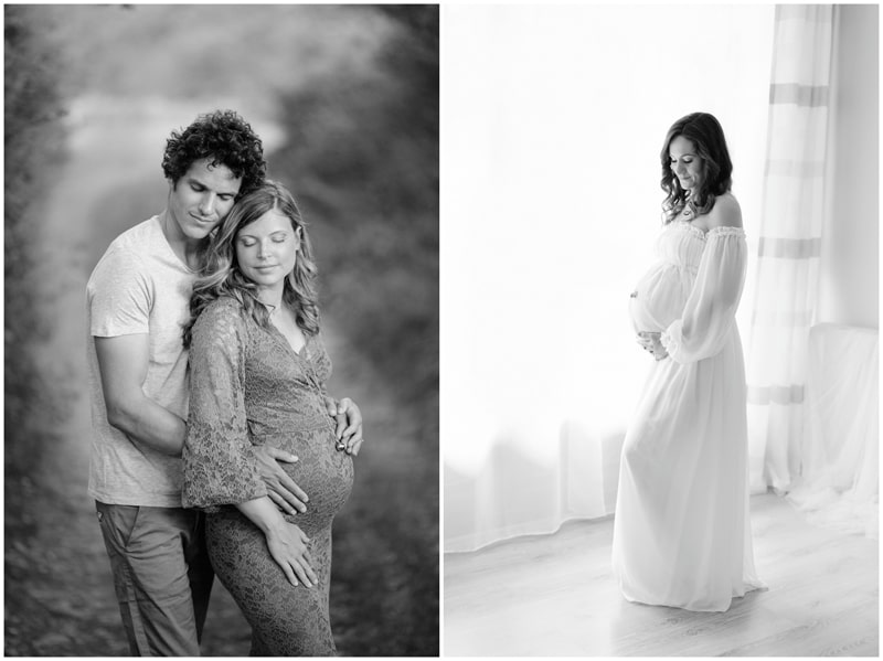 Photographe de femme enceinte en noir et blanc